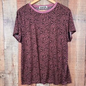 One Eleven North XL Shirt Brown Black Animal Print Leopard Short Sleeve